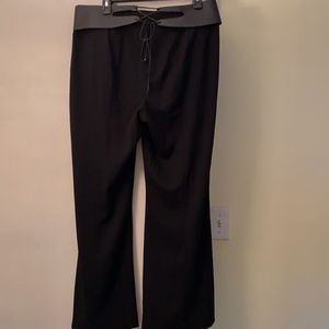 Escada BeautifulLeatherDetailBlackPants Wide Leg NeverUsed